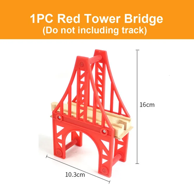 Wooden Train Track Railway Accessories Tunnel Cross Bridge Variety Component for Wood Tracks Rail Car Toys for Children 3