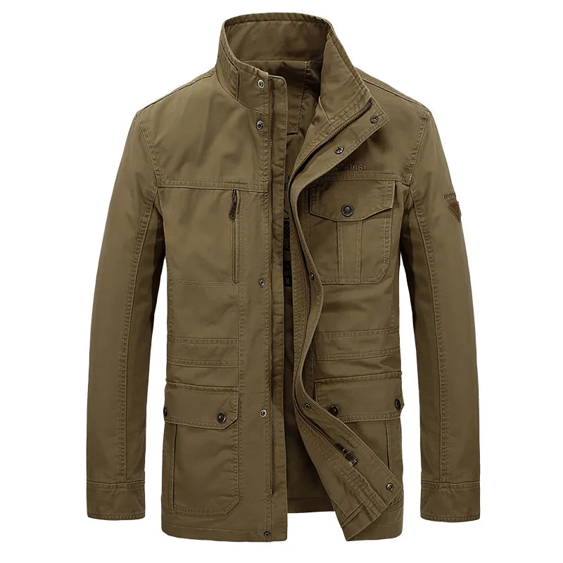 Бренд AFS JEEP размера плюс 7XL 8XL военная куртка мужская Повседневная зимняя хлопковая куртка с воротником-стойкой пальто jaqueta masculina - Цвет: Хаки