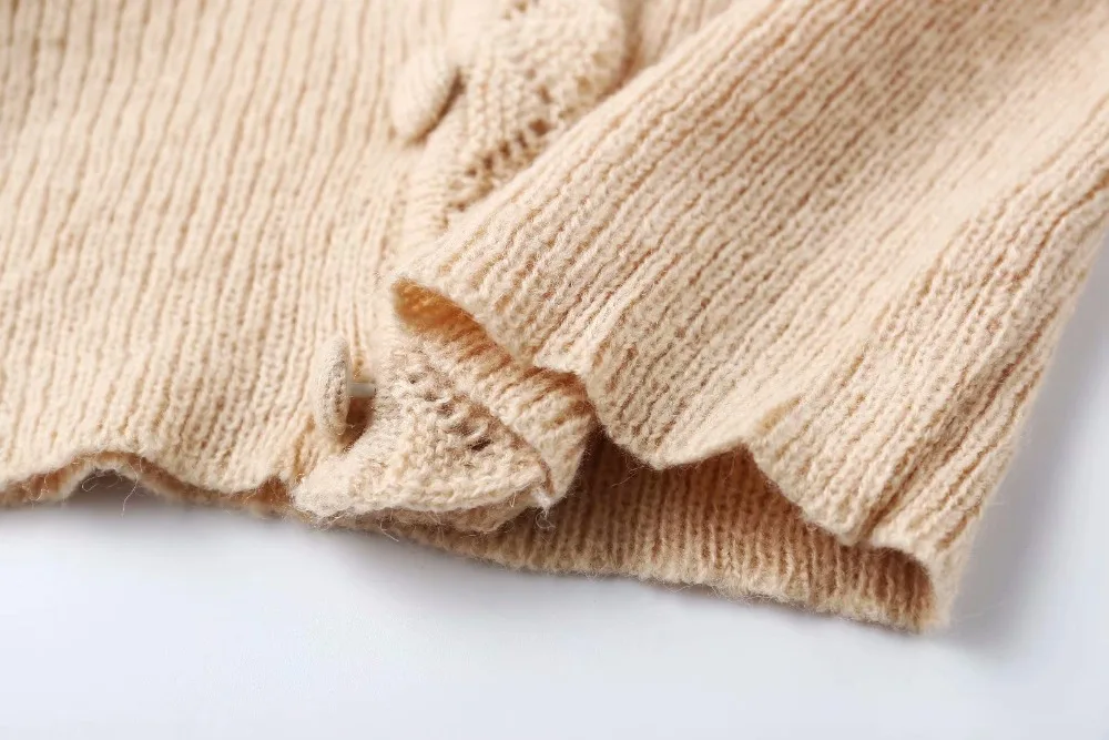 Bazaleas французский теплый вязаный винтажный свитер для женщин ретро белый вязаный кружевной Артур карфиганс Центральная пуговица женский свитер