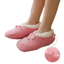 Женские Зимние коралловые бархатные теплые пушистые носки-тапочки с рисунком кролика, поросенка, собаки AXYD