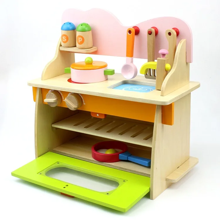 

Luxury Kitchen Set Stove Baby Wooden Model Play House Slicer Children Cooking Toy