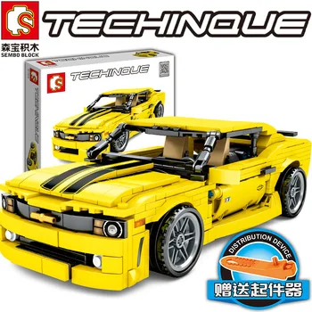 

Sembo 701504 City Technic Series 558pcs Speed Racing Compatible Transformations Robot Yellow Car Building Blocks Bricks Toys
