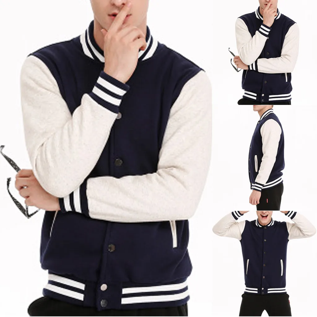 

JAYCOSIN Baseball uniform Fashion Men's Autumn New Fashion Solid Color Casual Stand Collar Sweater Jacket brand soft clothes