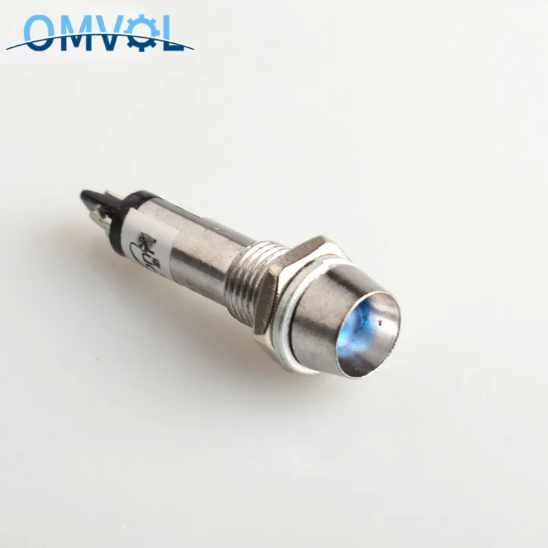 1 шт 12V 24V 220V 8 мм металлический светодиодный Предупреждение пилот светильник металлический светодиодный светильник светодиодный индикатор светильник - Цвет: blue