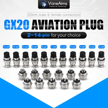 

GX20 2/3/4/5/6/7/8/9/10/11/12 Pin Male + Female 20mm Circular Wire Panel Aviation Connector Socket Industrial socket