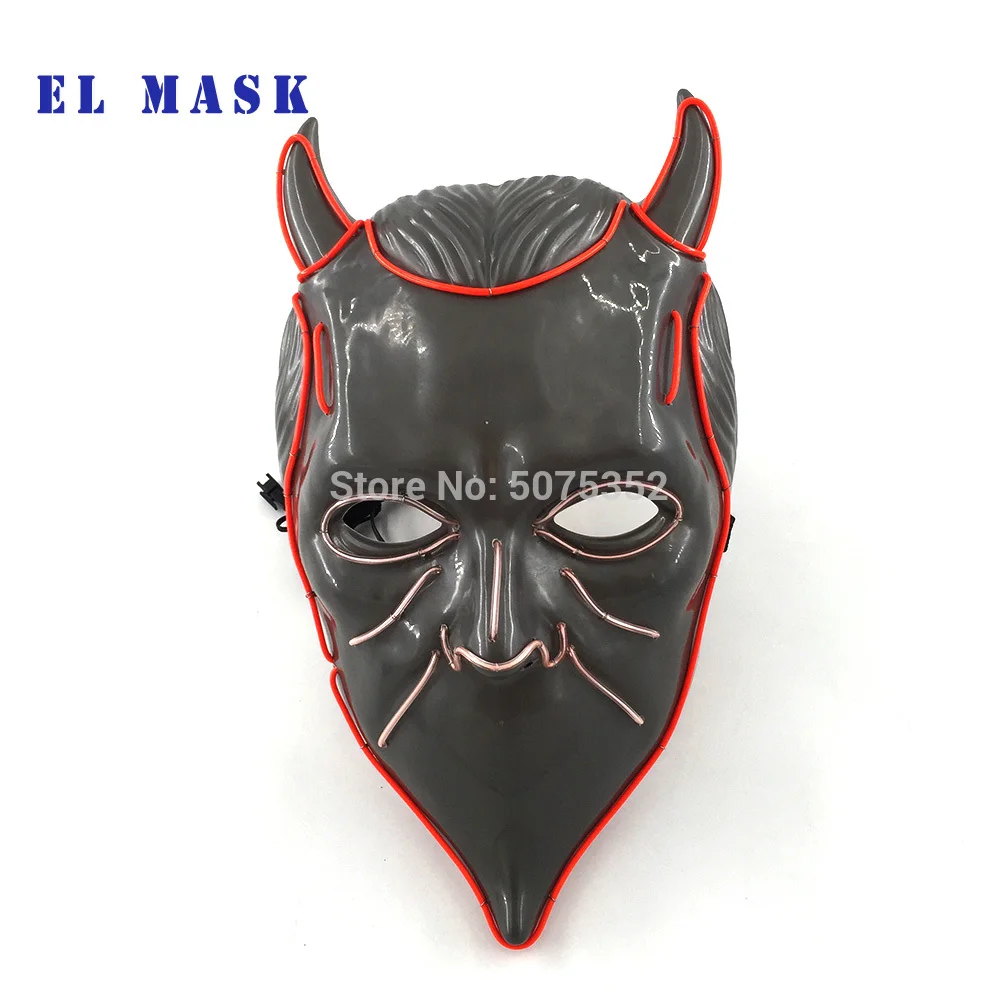 Новейший дизайн, светящаяся маска EL Wire, вечерние неоновые светодиодные маски, декор на Хэллоуин, страшный светильник в виде клоуна, Маскарадная маска