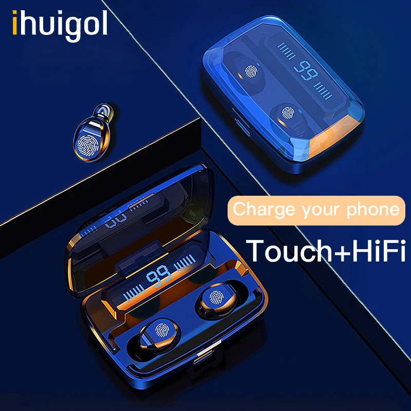 ihuigol TWS Wireless Earphones Bluetooth 5.0 Headphones HIFI In-ear Touch Control Noise Cancelling Gaming Headset With Mic LED |