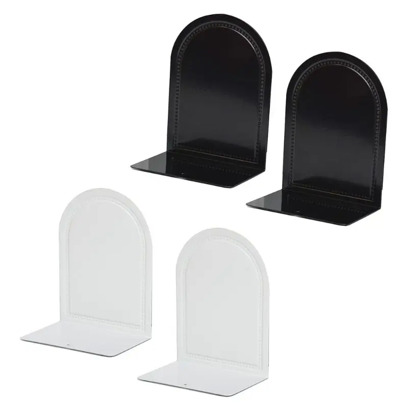 

1 Pair Creative Metal Bookends Book Support Stand Desk Organizer Storage Holder