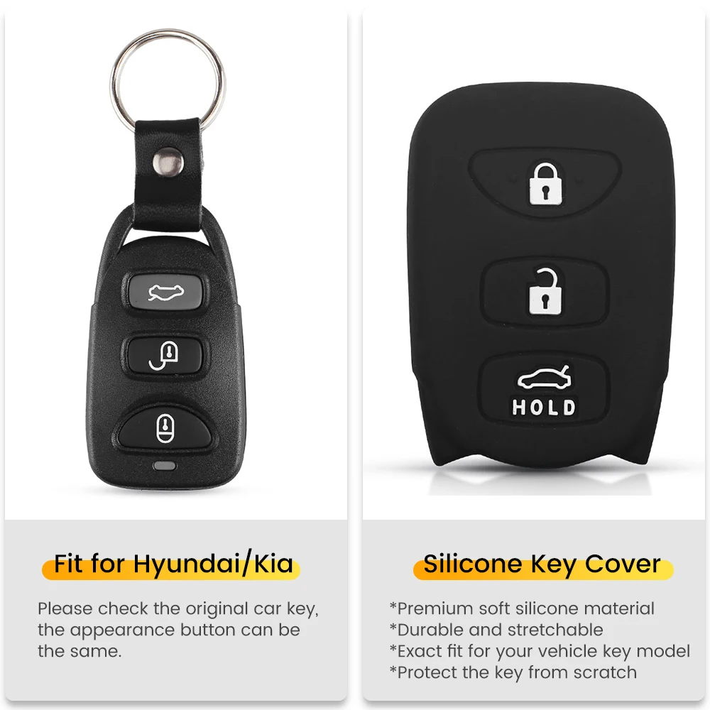 Силиконовый чехол KEYYOU для автомобильного ключа Hyundai Elantra Tucson Sonata Santa FE Carens замена 3