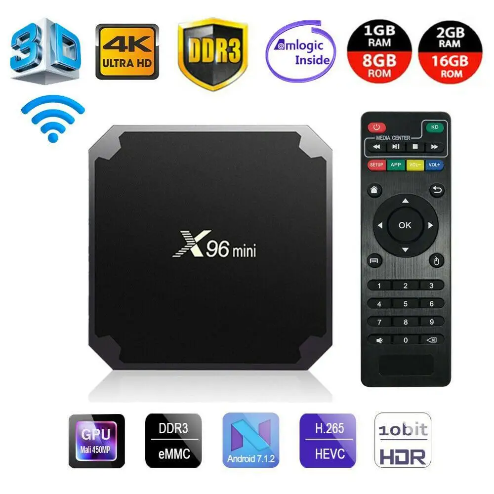 

X96 Mini Android TV Box Android 7.1 Smart 4K Media Player 8GB 16GB Amlogic S905W Quad Core 2.4GHz WiFi Set Top Box