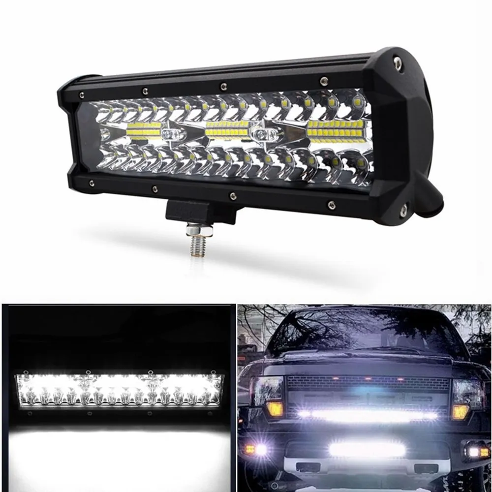 

60W 180W Tri-row work light bar Spot beam car Driving lights led bar for Off Road truck 4WD 4x4 SUV ATV 12V 24V auto fog lamp