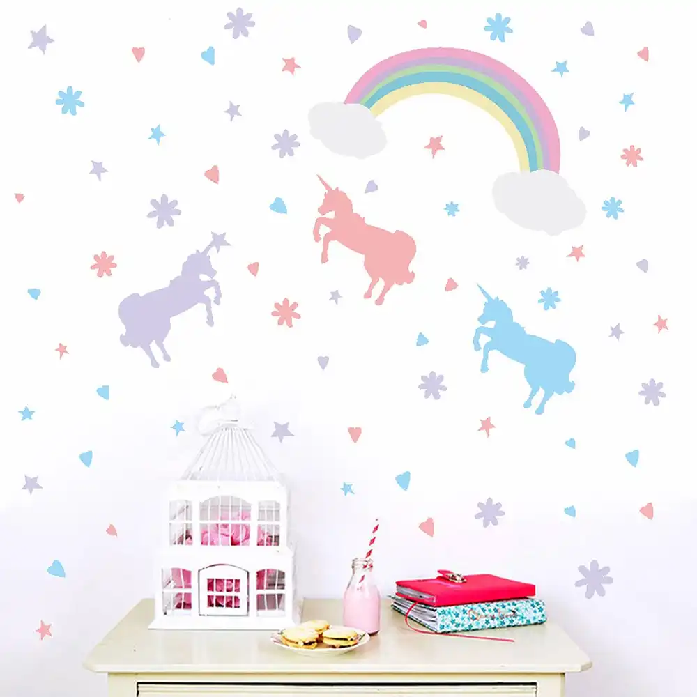 Unicorn Wallpaper For Nursery Kids Room Wall Stickers Rainbow Wall