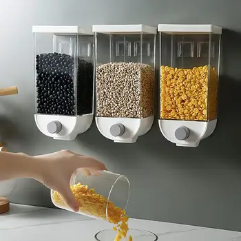 

Wall Hanging Food Storage Box Platic Whole Grains Rice Beans Sealed Jars Dispenser Food Storage Container 1000/1500ML