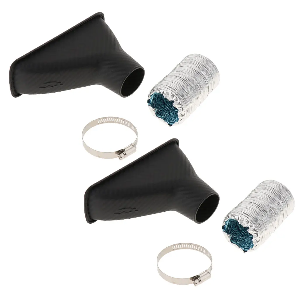 Set of 2 Air Intake Pipe, Car SUV Air Intake Pipe Kit, Front Bumper Turbo Turbine Inlet Pipe, Air Funnel Kit w/ Clamp