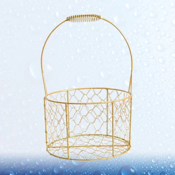 

Iron Storage Basket Round Flower Basket Decorative Desktop Organizer Metal Basket (Round)