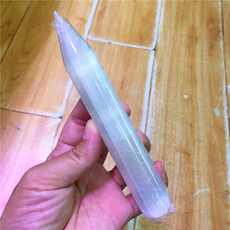 Натуральный белый Selenite палочка кристалл камень цилиндр массажный инструмент Fraueneis образец минерала полированная палочка в качестве подарков