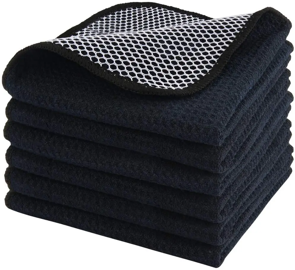 

Microfiber Dish Cloths High Absorbent Kitchen Rags Washing Cloths With Poly Scour Side 6 Pack 12Inx12In