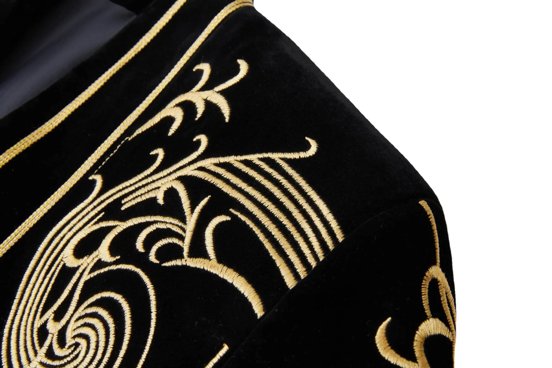 Men Gold Embroidery Velvet Blazer Court Suit Jacket Bar Nightclub Concert Male Singer Cardigan Blazers Stage Performance Costume