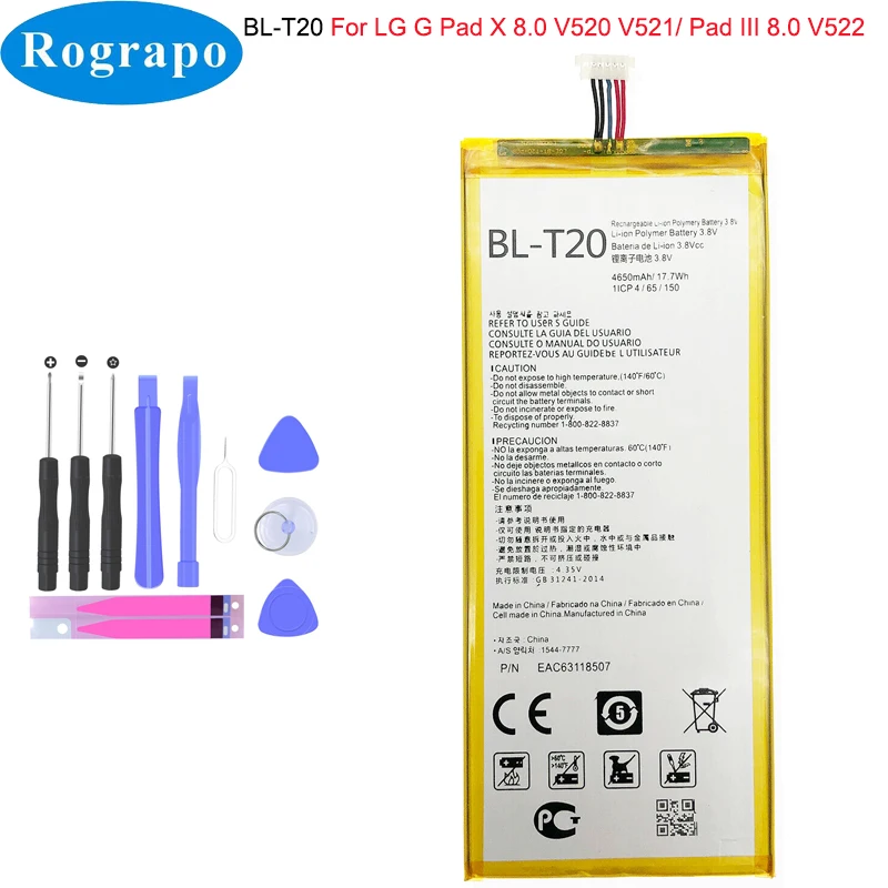 New 3.8V 4650mAh BL T20 BL T20 Li Polymer Battery For LG G Pad X 8.0