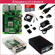 Raspberry Pi 4 2GB/4GB/8GB RAM Kit + ABS Case + SD Card + Power Adapter + Heat Sink + Video Cable for Raspberry Pi 4 Model B
