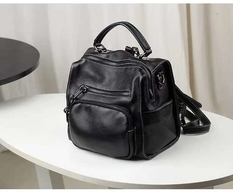 

Backpack Women's 2019 New Style Korean-style Soft Leather Street Fashion Versatile Fashion Full-grain Leather Genuine Leather sh