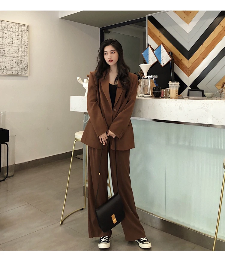 Women's Fashion Blazer Pantsuit Office Ladies Business Suit Long Sleeve Jacket+Trousers Two Piece Set Femme Autumn Clothings red pant suit