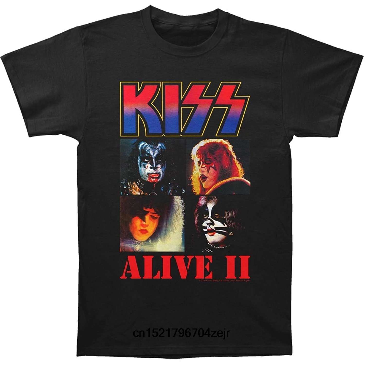 Men T shirt Kiss Glam Metal Hard Rock Band Music Group Alive Ii Tee Casual Short Sleeve Fitness Shirt- Black-HJ20 women |