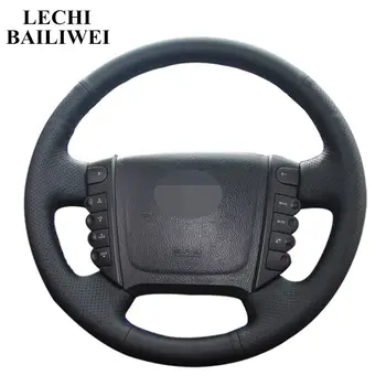 

Hand Sewing Steering Wheel Cover Black PU Leather Car Steering Wheel Covers Wrap for Ssangyong Rexton Rexton W Rodius