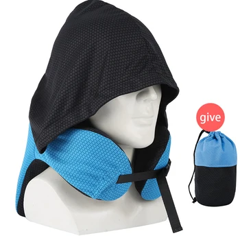 

Outdoor Portable Airplane Sleeping 2 In 1 U Shaped Car Headrest Detachable Travel Pillow Ergonomic Design Neck Support With Hat