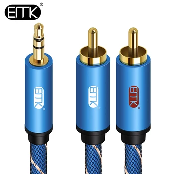 

EMK AUX 3.5mm to 2 RCA Audio RCA Splitter Cable Male to Male 2RCA Speaker Cable 1m 2m 3m 5m Braided jacket MP3 2 RCA Audio Cable