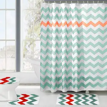 

4Pcs Bathroom Set Polyester Waterproof Shower Curtain Lid Toilet Cover Mat Non Slip Rug Carpet Home Bathroom Decor
