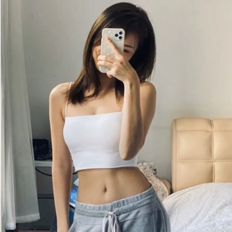 Women Sports Camis Push Up Sexy Crop Tops Vest Harajuku Strap Female Off Shoulder Summer Outfits Tops Fitness Elastic ladies bra