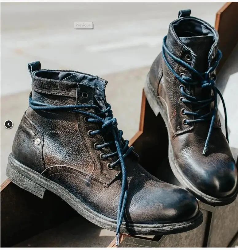 

High Quality Fashion Men Pu Leather Lace-up Boots Male Casual Classic Trendy Vinage Stylish Martin Boots Zapatos De Hombre 4M399