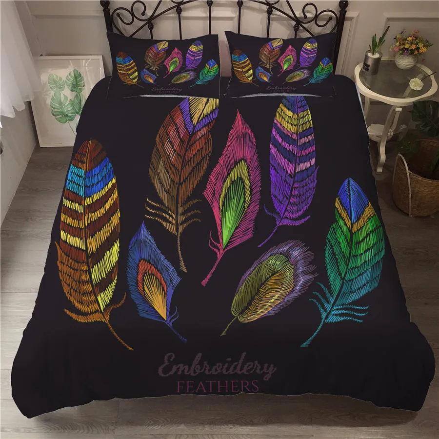 A Bedding Set 3d Printed Duvet Cover Bed Set Peacock Feather Home