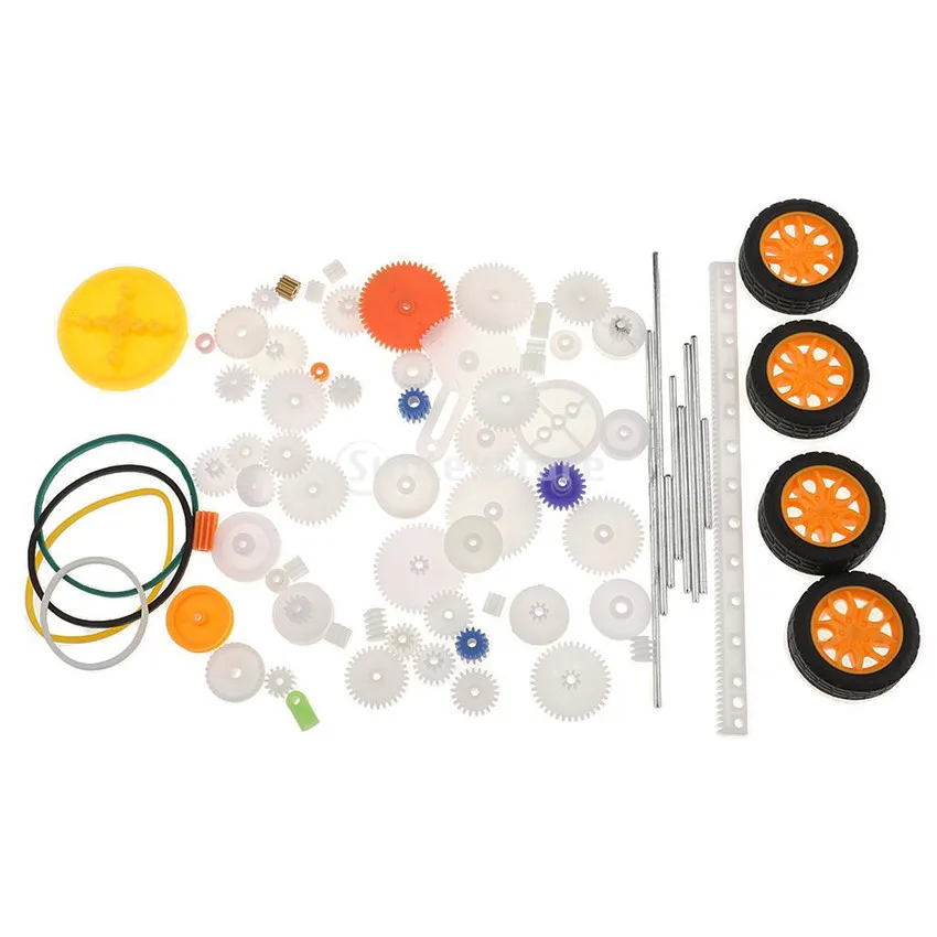 Model Gear Kit motor gear transmission gear Motor Axles Tires Bushings Copper Gears Bevels Racks Accessories For DIY Toy Car Gears Model Parts 78pcs/set