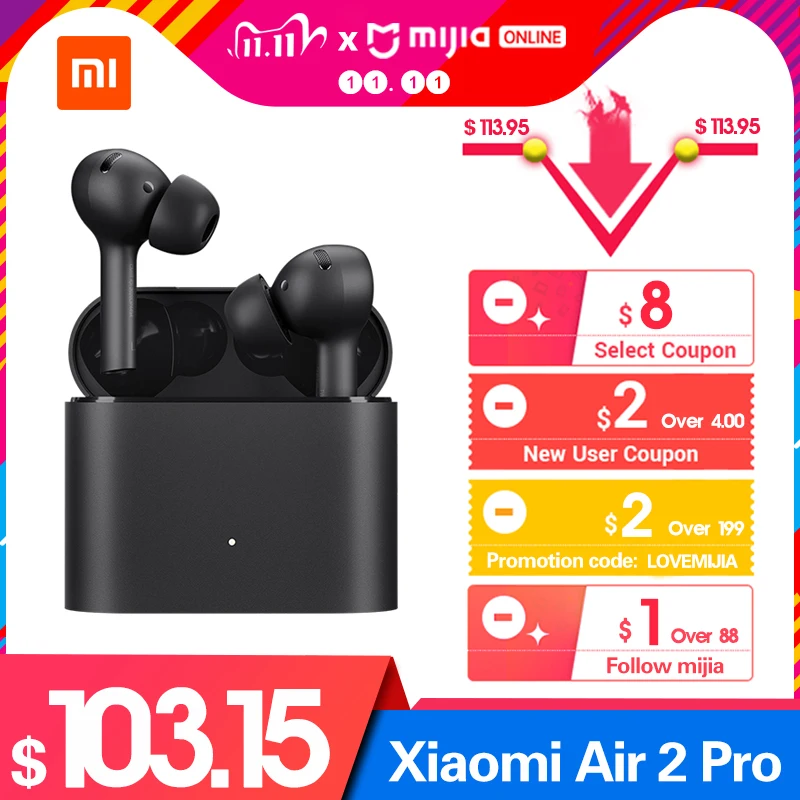 New Xiaomi Air 2 Pro Wireless Bluetooth 5.0 Earphone TWS Mi True Earbuds Active Noise Reduction Charging Headphone