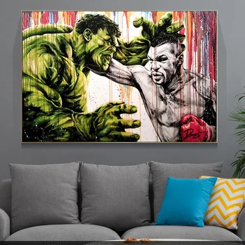 

Hulk Fight Tyson Boxing King Posters And Prints Graffiti Boxer Cartoon Street Art Canvas Painting Picture On Home Decor Wall Art