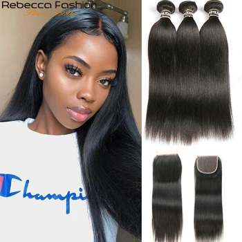 

Straight Hair Bundles With Closure Non Remy Human Hair 3 Bundles With Closure Peruvian Hair Bundles With Closure
