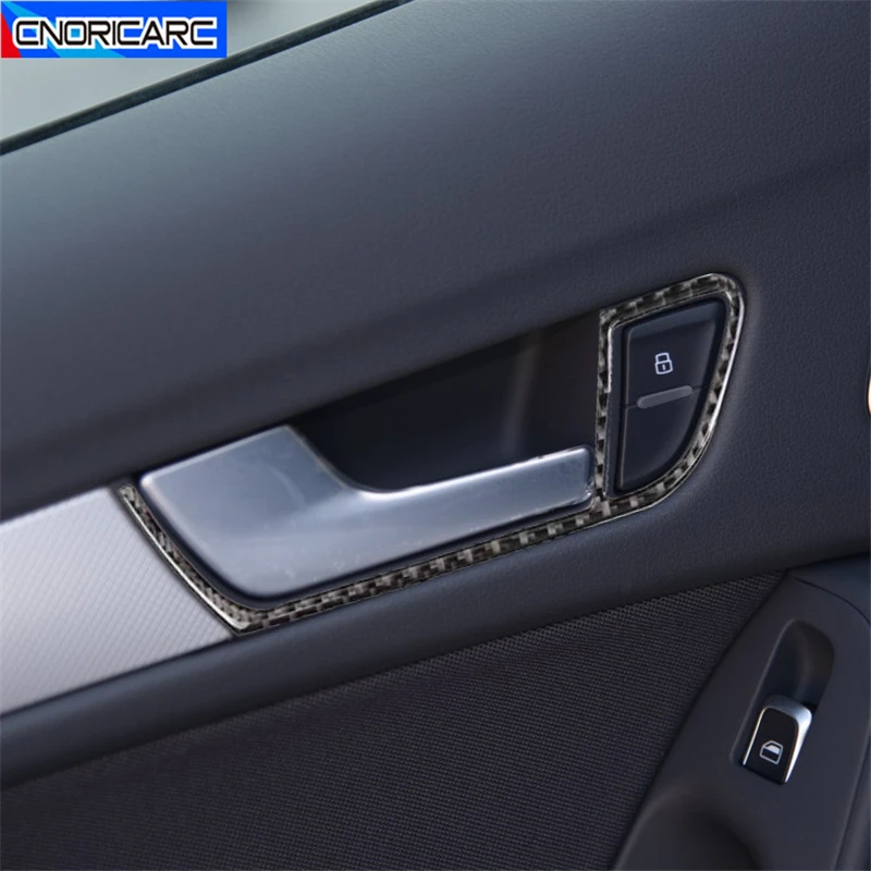 

Carbon Fiber Car Door Handle Frame Decoration Sticker Trim For Audi A4 B8 2010-2016 Carbon Fiber Doorknob Bowl Accessories