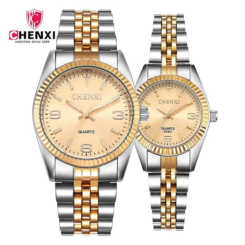 Couple Watchesgold Топ люксовый бренд часы CHENXI модные парные часы роскошные золотые часы для женщин и мужчин часы reloj hombre relogio feminino - Цвет: Couple Watchesgold
