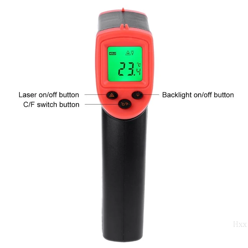 Digital Laser Infrared Thermometer-50~600 Degree Temperature Measuring Gun C/F Selection LCD Pyrometer Temperature Instrument