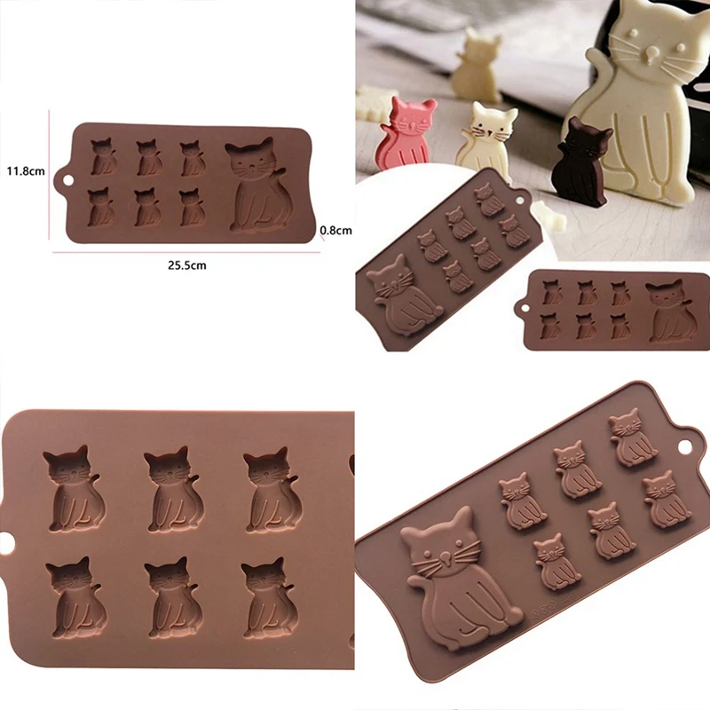 

7-Holes Silicone Molds Candy Chocolate Mold Cat Shape Silicon Mould For Fondant DIY Ice Cube Tray Cake Decorating Tools