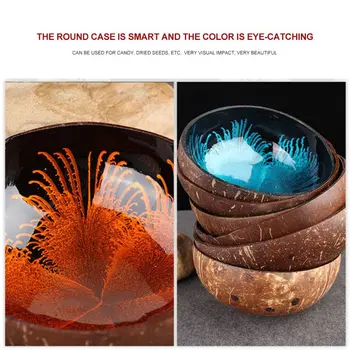 

Creative Natural Coconut Bowl Ink Decoration Storage Bowl Eco-friendly Soup Salad Ramen Coconut Bowl