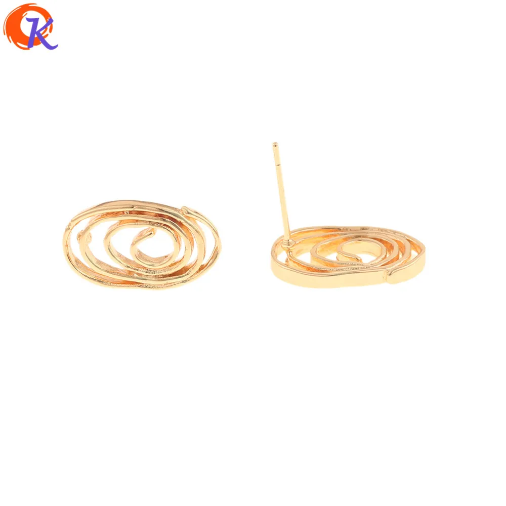 

Cordial Design 40Pcs 10*17MM Jewelry Accessories/Hand Made/Spiral Shape/DIY Earrings Making/Genuine Gold Plating/Earrings Stud