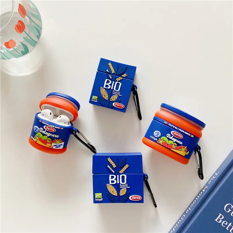 

For Airpods 1 2 Pro Case 3D Boxed Italy Pasta sauce Case For Airpods Case Soft Silicone Earphone Headphone Cover Funda Capa M2