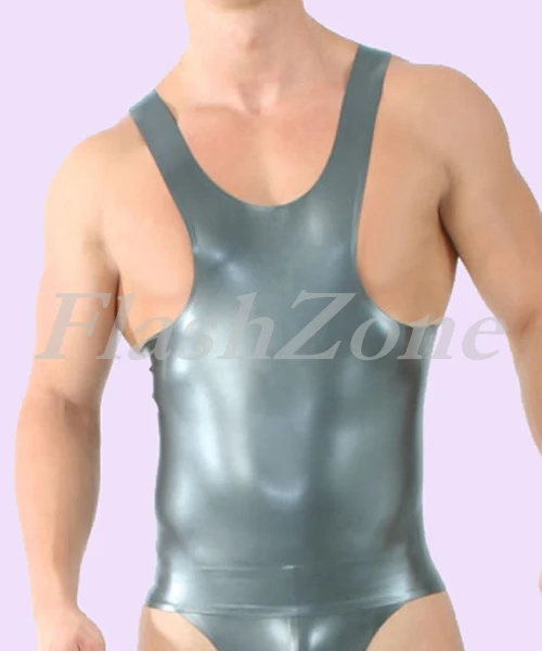 

Latex underwaist rubber tank Tops for men