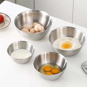 

304 Stainless Steel Salad Mixing Bowl Dining Plates Whisk Egg Kitchen Accessories Gadget Baking Tools Soup Tableware