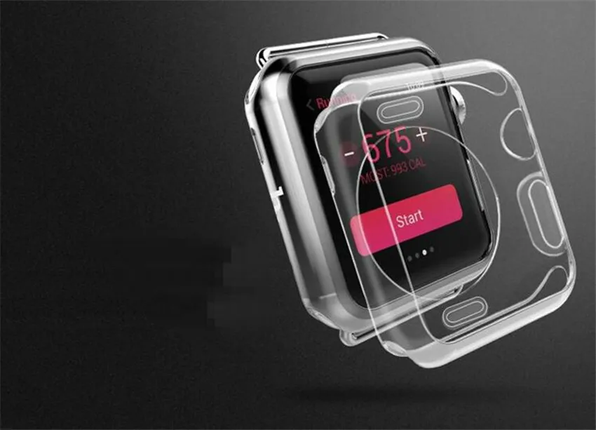 Прозрачные мягкие часы чехол для apple watch 38 мм круглый протектор для iwatch серии 3 2 1 42 мм бампер рамка аксессуары