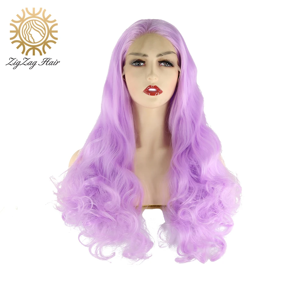

ZigZag Light Purple Wig Straight Glueless Synthetic Lace Front Wigs for White Women Heat Resistant Fiber Hair Long Cosplay Wig