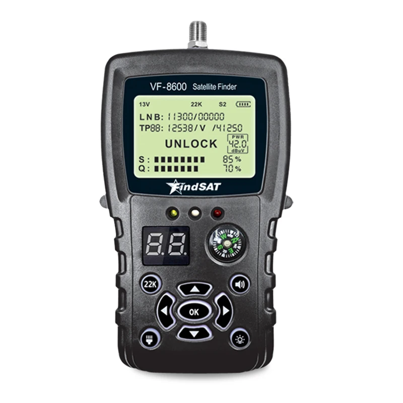 VF-8600 спутниковый искатель для спутникового ТВ приемник Satfinder с компасом sat Finder Полная поддержка DVB S/DVB S2/MPEG 2/MPEG 4